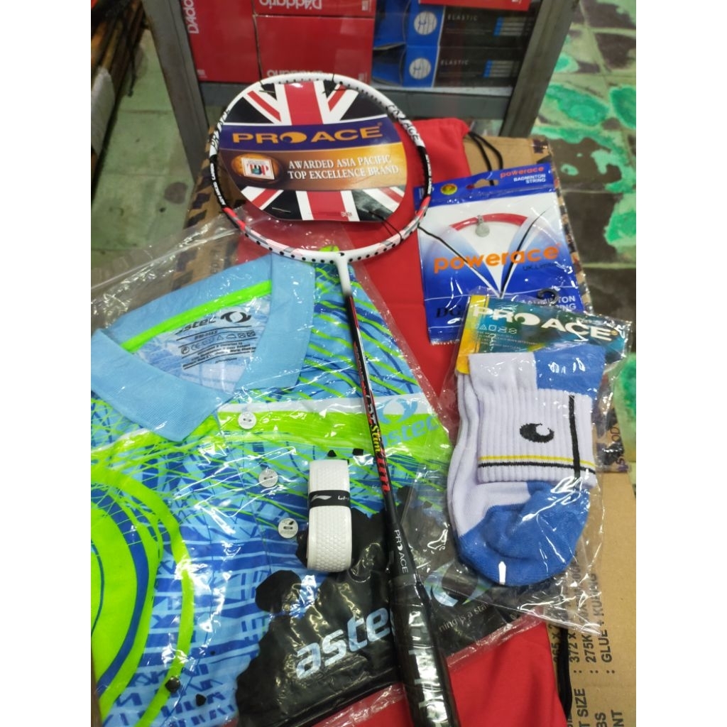 Raket Badminton Pro Ace Focus 1 LDT Slim White Original Komplit