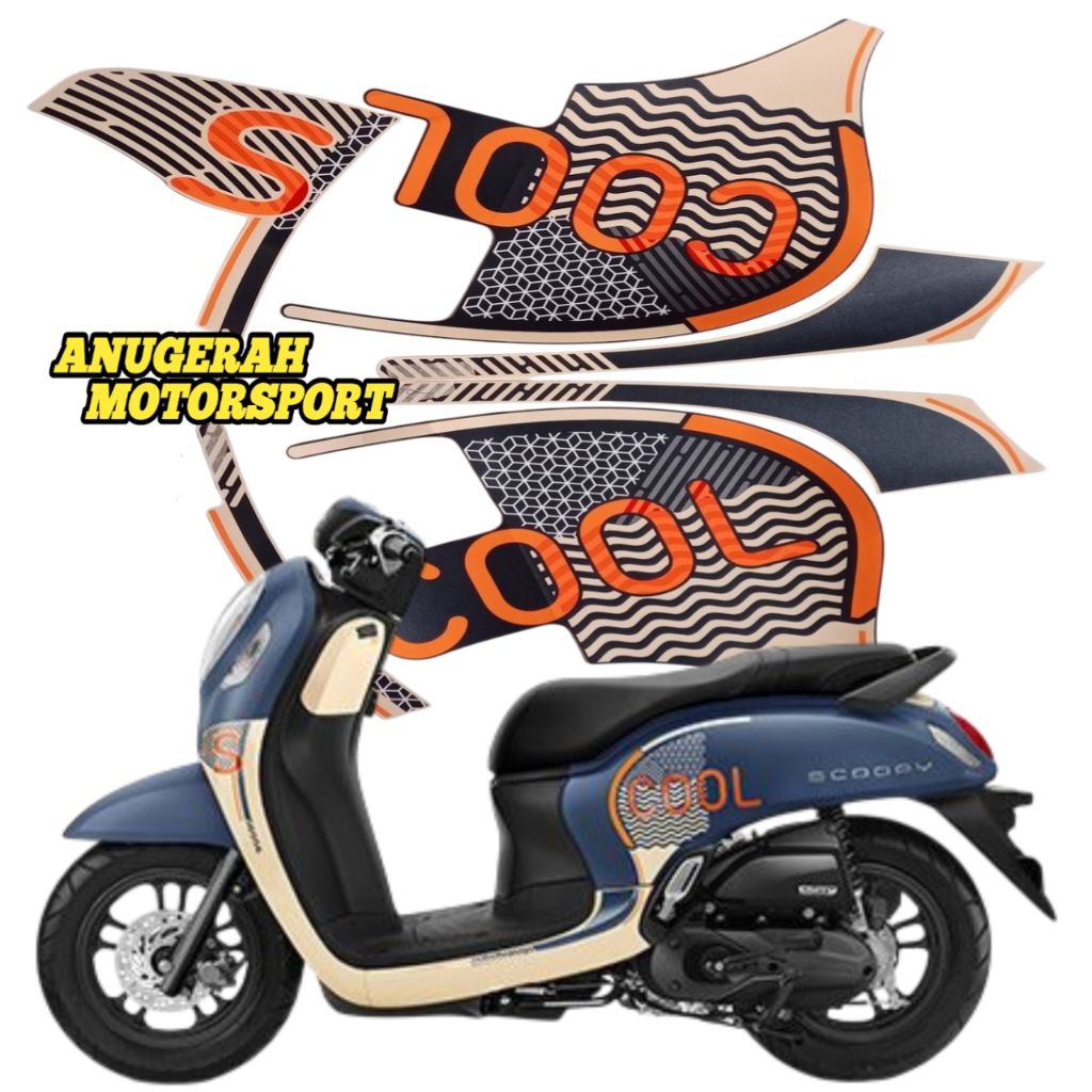 striping / sticker lis Scoopy biru doff krem fashion blue cool 2022