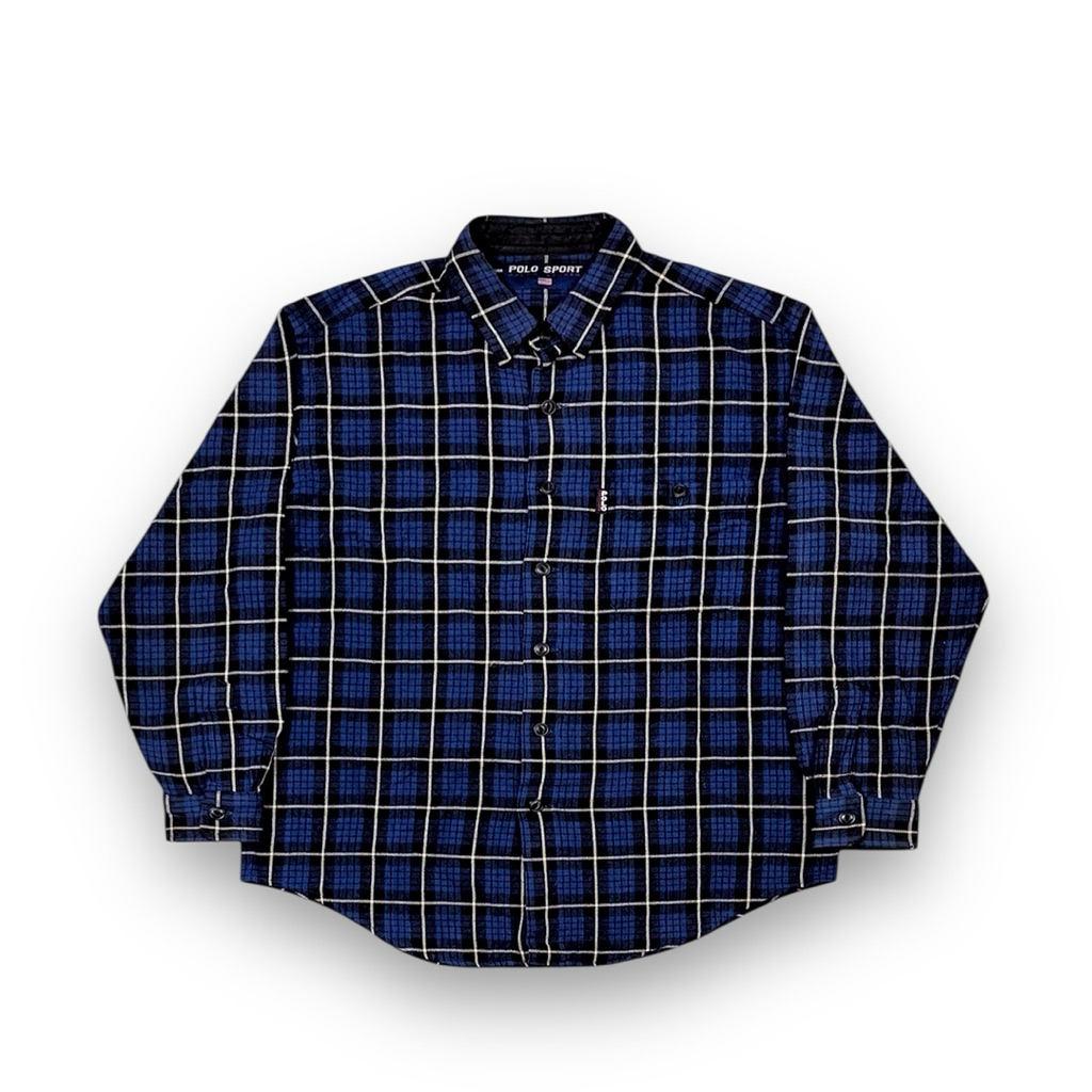 Polo Sport Blue Plaid Barlow Vintage Wool Flannel Regular Fit