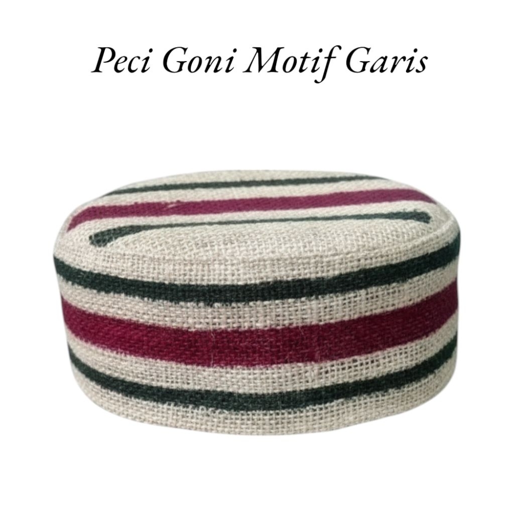 Kopiah Muslim Peci Goni Terbaru Motif Garis Plat Kombinasi Warna Merah Dan Hijau