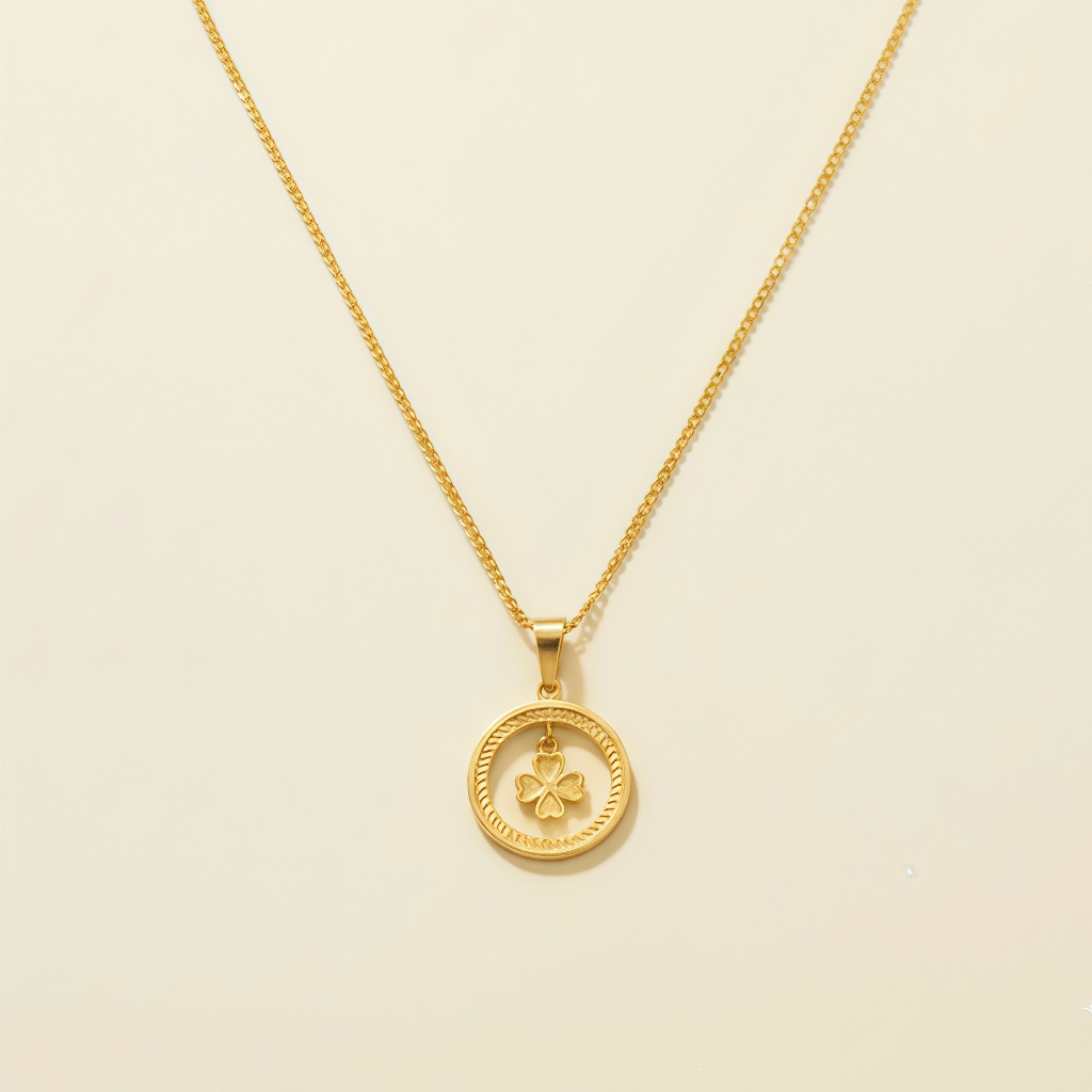 K323 Kalung Remaja Liontin Bunga Semanggi Kecil Cantik Titanium Lapis Emas 18 KGP