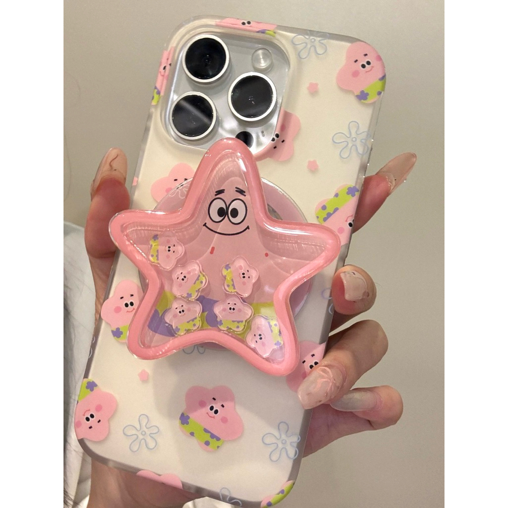Jencase | patrick spongebob iphone case with pop socket moving cute star pink for iphone 17 iphone 1
