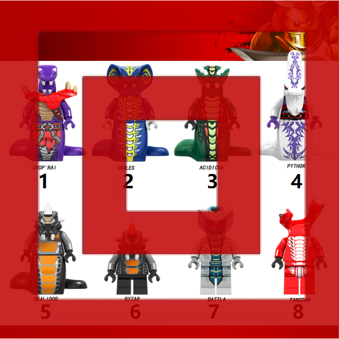 Ninjago Snake Ular Chop'rai Skales Acidicus Pythor Skalidor Bytar Rattla Fangdam Action Figure Mini