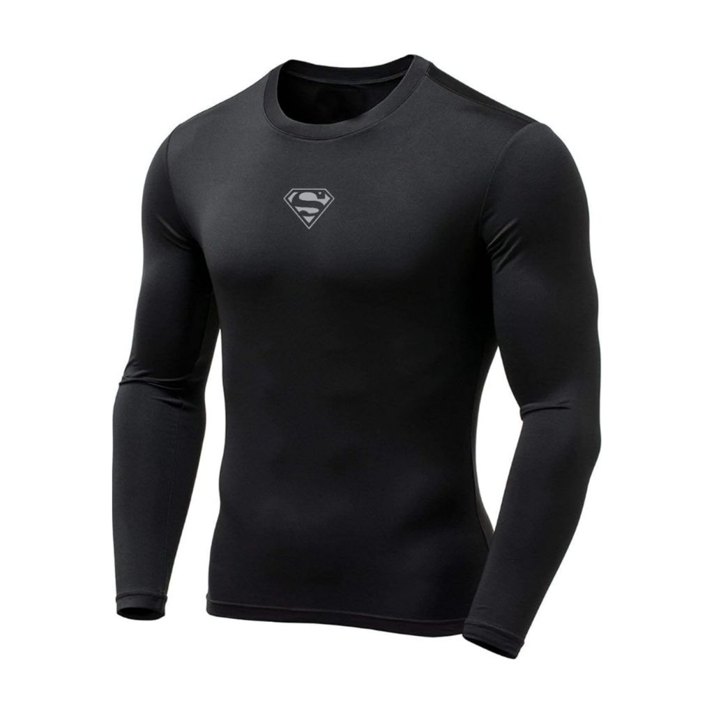 Kaos Olahraga Manset Lengan Panjang Compression Shirt Superman Spiderman Gym Fitnes Baju Sport Kompr