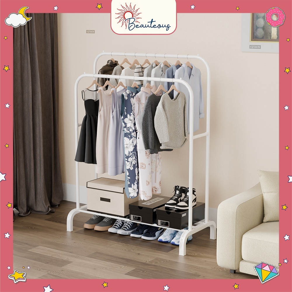 Rak Baju Stand Hanger Gawang Besi Single Double Rak Display Baju Butik Bagus