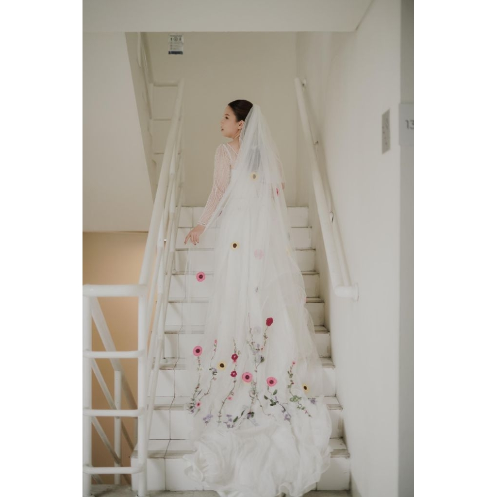 pre order wedding veil patch bordir bunga warna