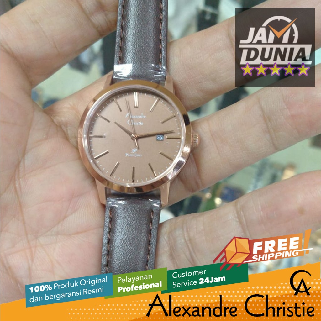JAM TANGAN WANITA ALEXANDRE CHRISTIE PRIMO ORIGINAL BROWN ROSE GOLD 1007 AC 1007 AC1007 ACF1007 JAM 