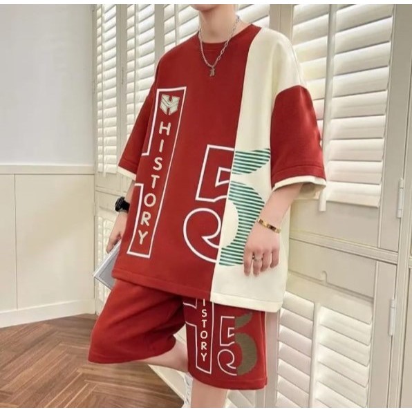 LEIDSTORE Setelan Pria Unisex Baju Dan Celana Pria Korean Style Terbaru 2025