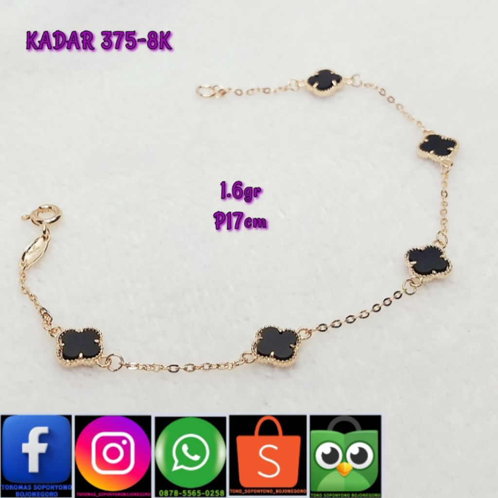 GELANG BUNGA HITAM KADAR 375-8K