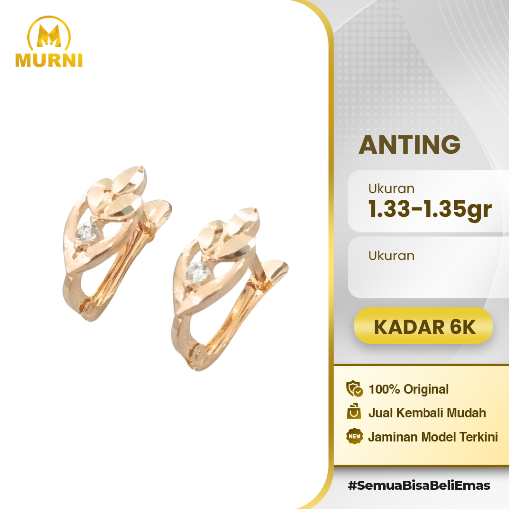 Anting Leafy Spark Solitaire 6K Murni Bekonang