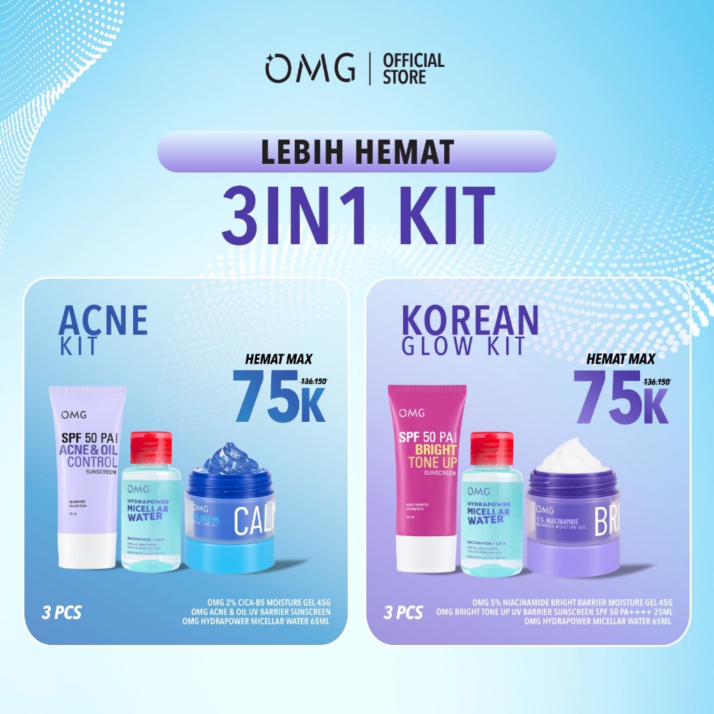 [LEBIH HEMAT] OMG OH MY GLOW 3in1 Cerah Glowing & Anti Jerawat Kit - (Moisturizer, Sunscreen,Micella
