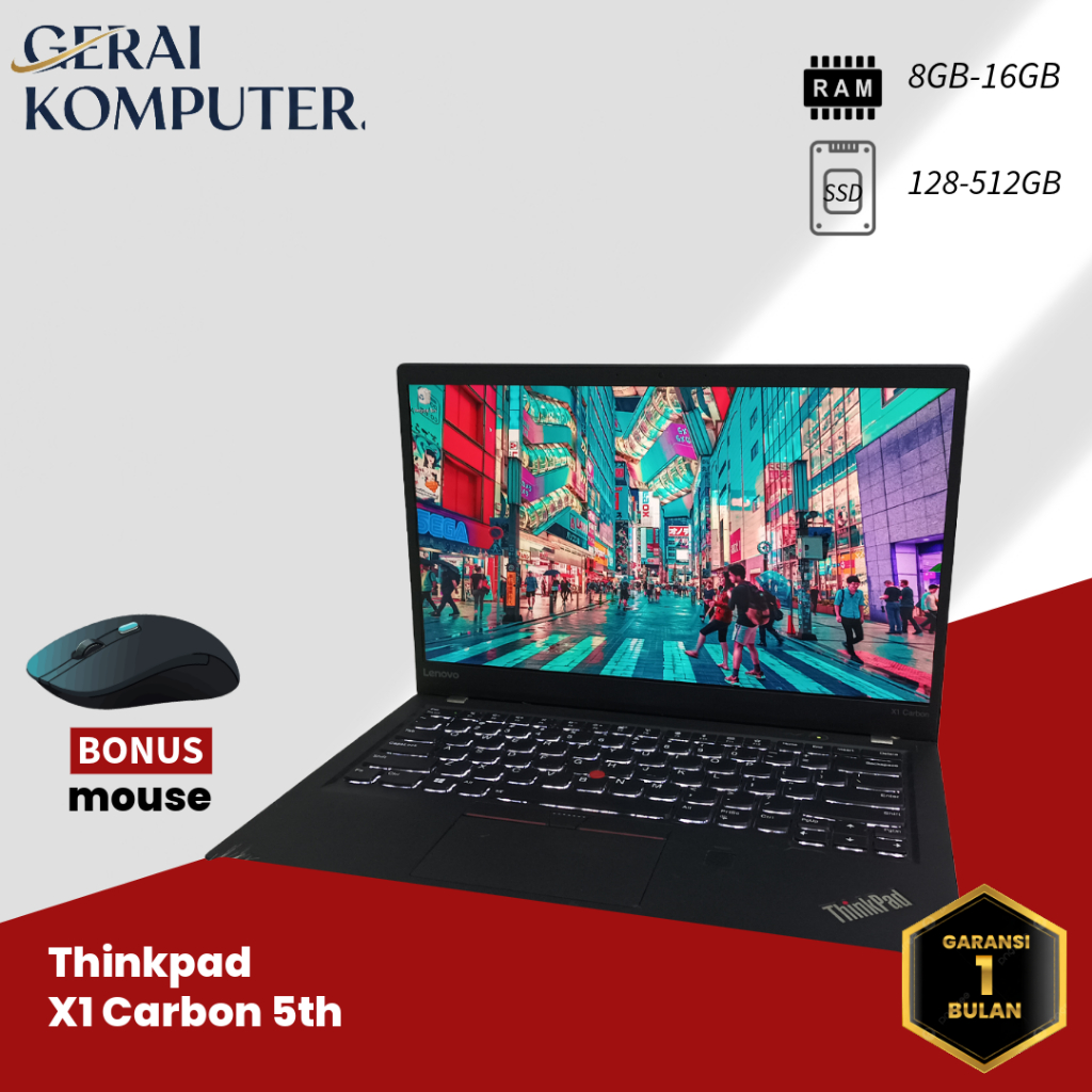 Lenovo Thinkpad X1 Carbon 4th 5th Core i5 Gen6 RAM 8GB SSD 512GB