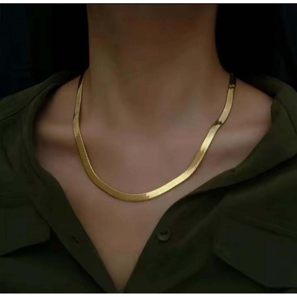 KALUNG TITANIUM GOLD MODEL GEPENG PRIA DAN WANITA