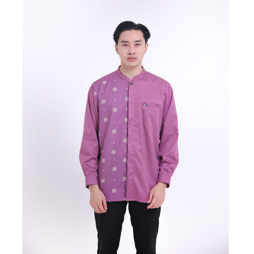 TWENTY TWO Baju Kemeja Koko Pria Lengan Panjang Sublim Lilac