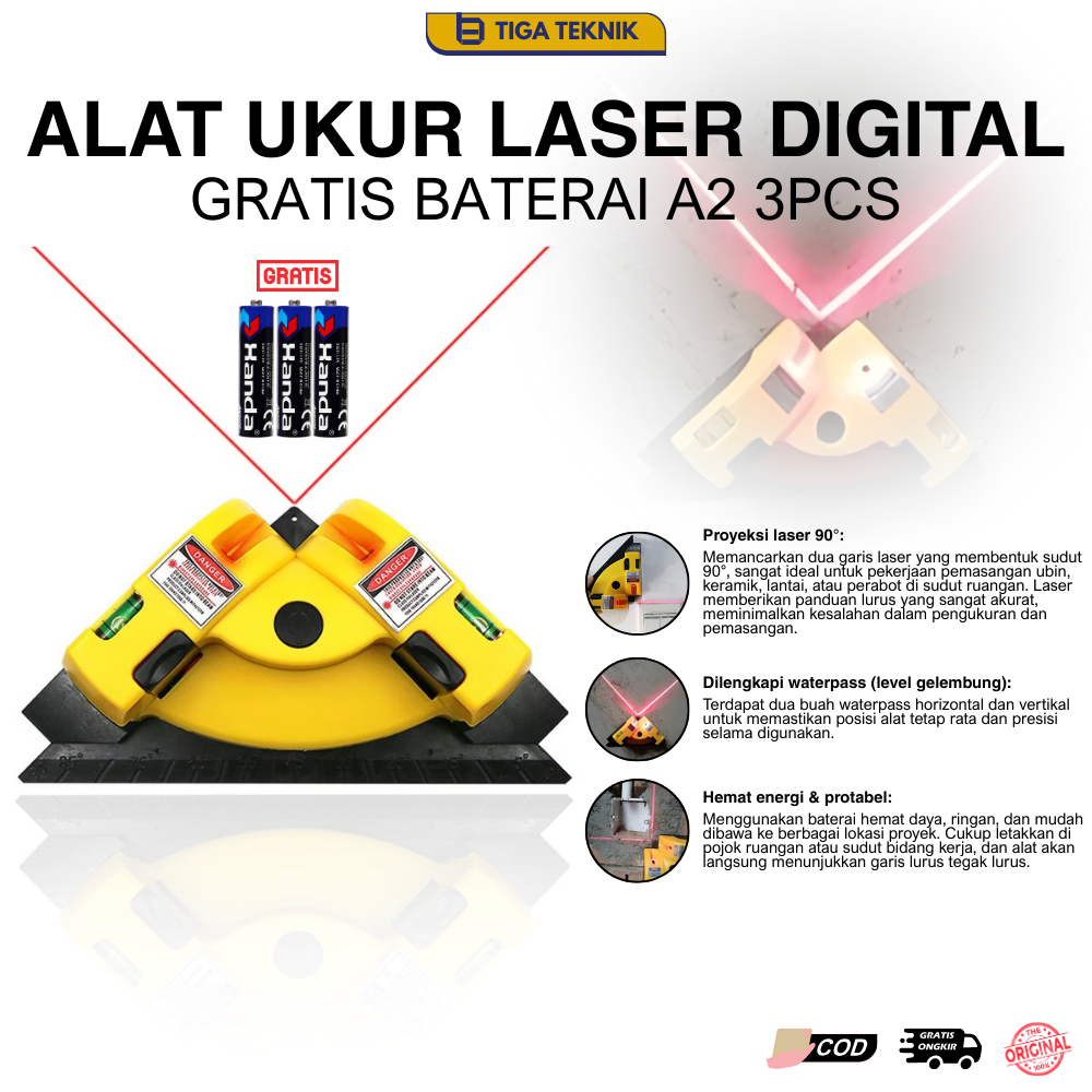 Alat Ukur Siku Laser Digital Permukaan / Laser Level Square