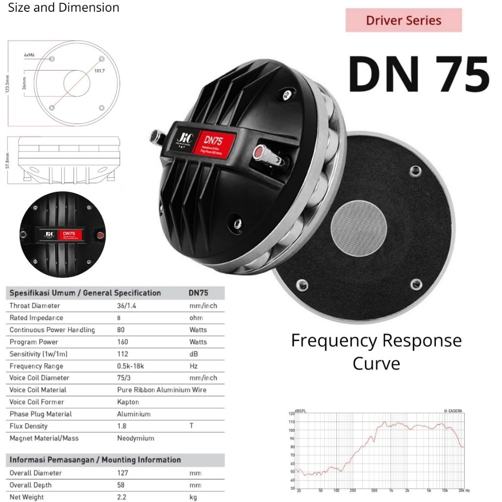 JIC DN75 Driver Tweeter JiC AC 1.5 Inch Twiter Neodymium