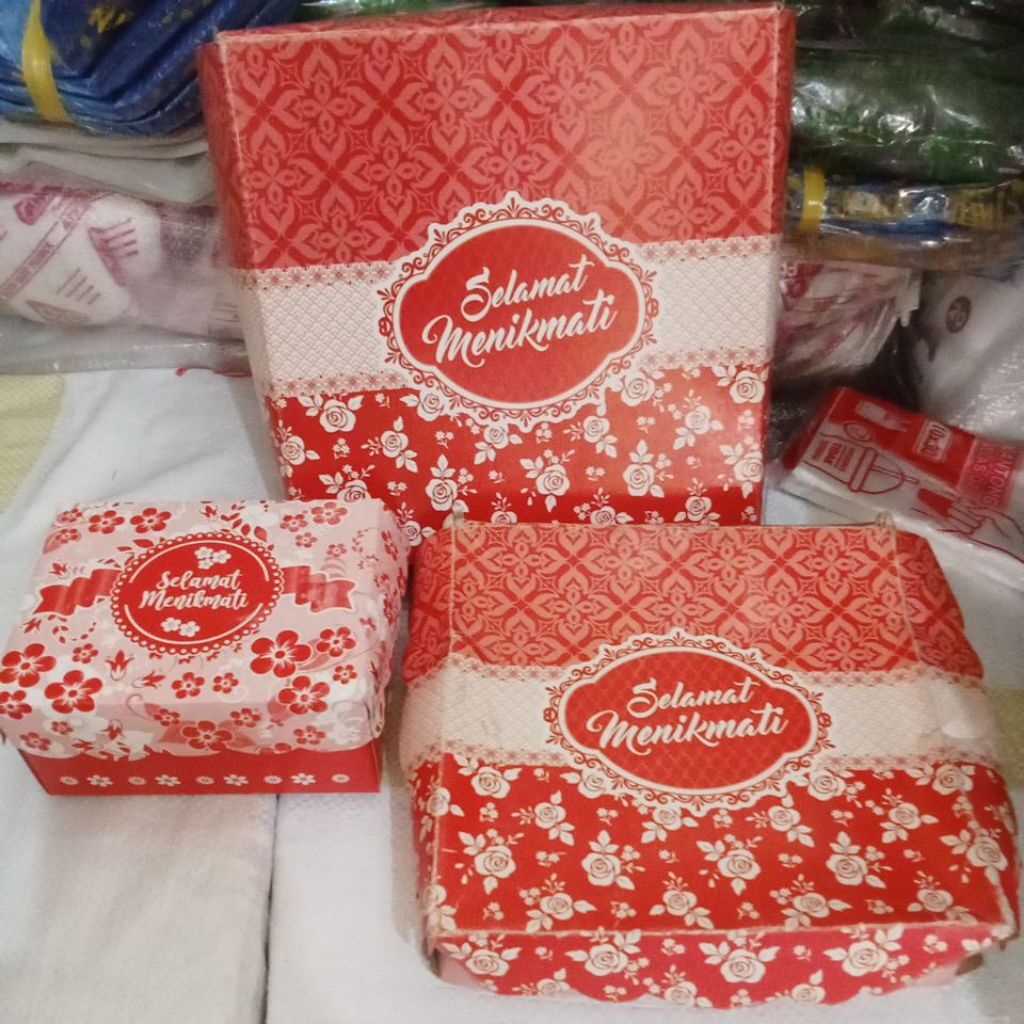 dus motif elegant ekonomis nasi dan kue ukuran R3 (14x11x7), R10 (20x20x7), R11 (22x22x7)