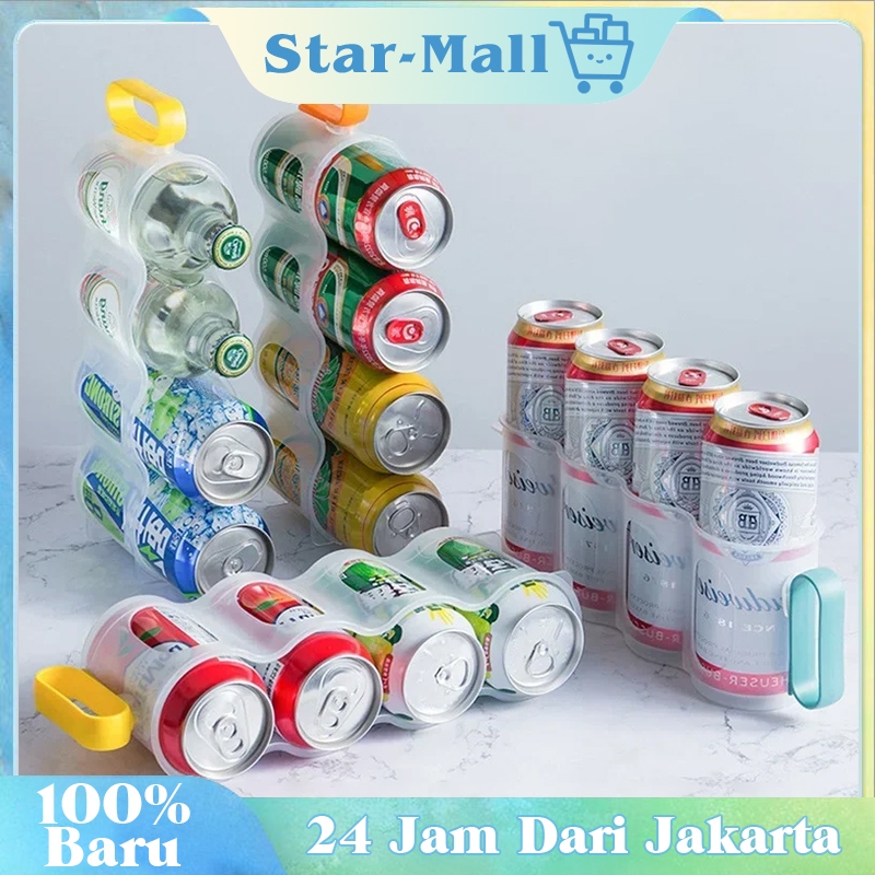 4 Slot Wadah Minuman Kaleng Dengan Pegangan Tempat Minuman Kaleng Di Kulkas Rak Minuman Kaleng