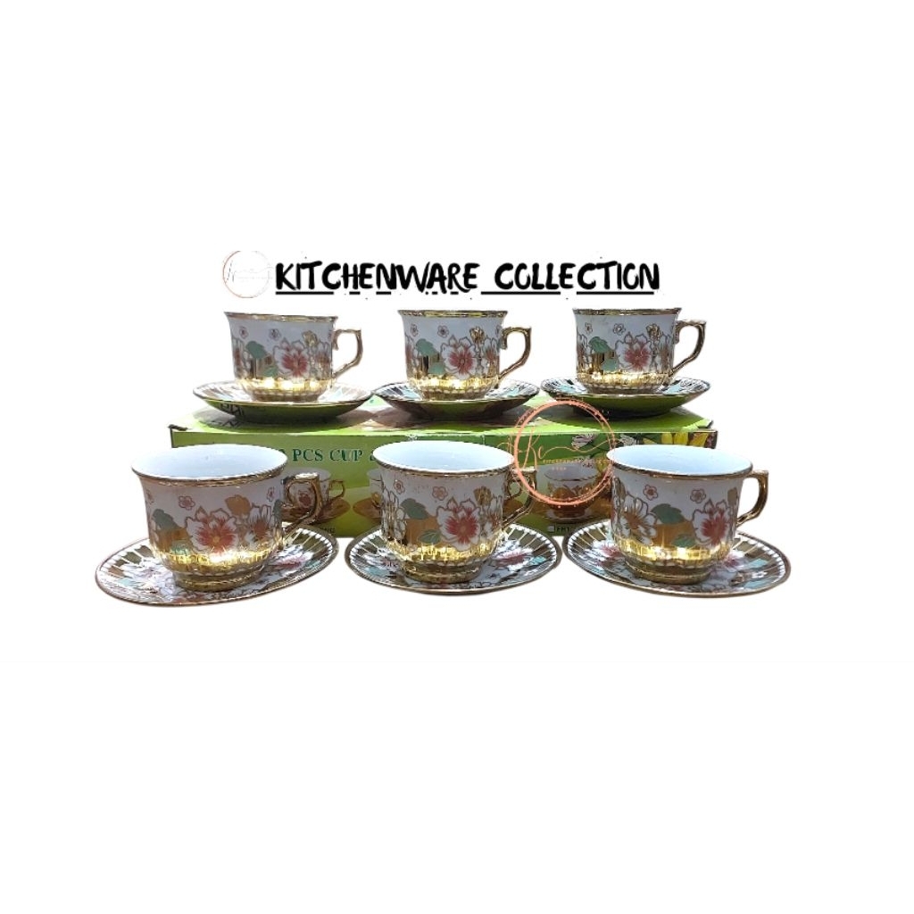Fiori / Fiorenza Italy Design 12 Pcs Cup & Saucer || Cangkir Set Kopi Teh Keramik 12 Pcs + Tatakan M