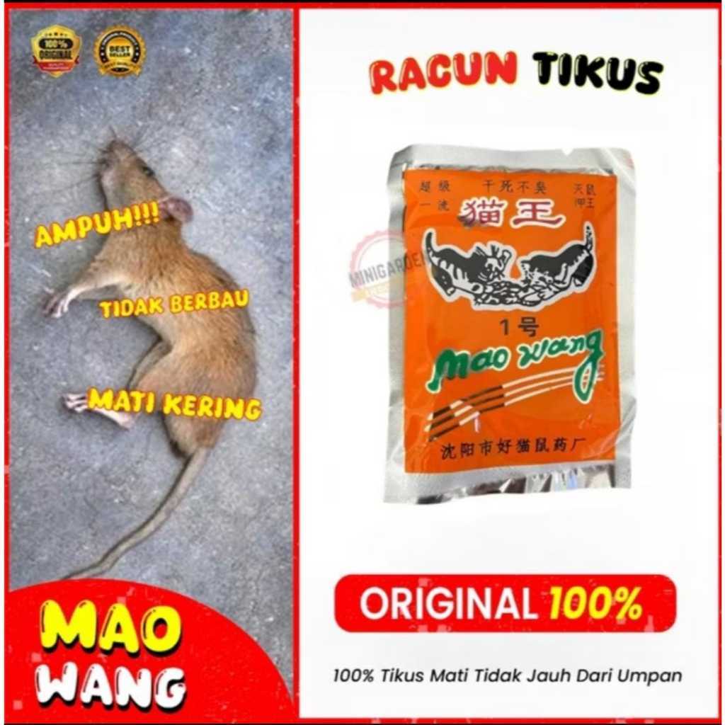 MAO WANG RACUN TIKUS beras merah umpan tikus mati kering obat maowang (isi 100)