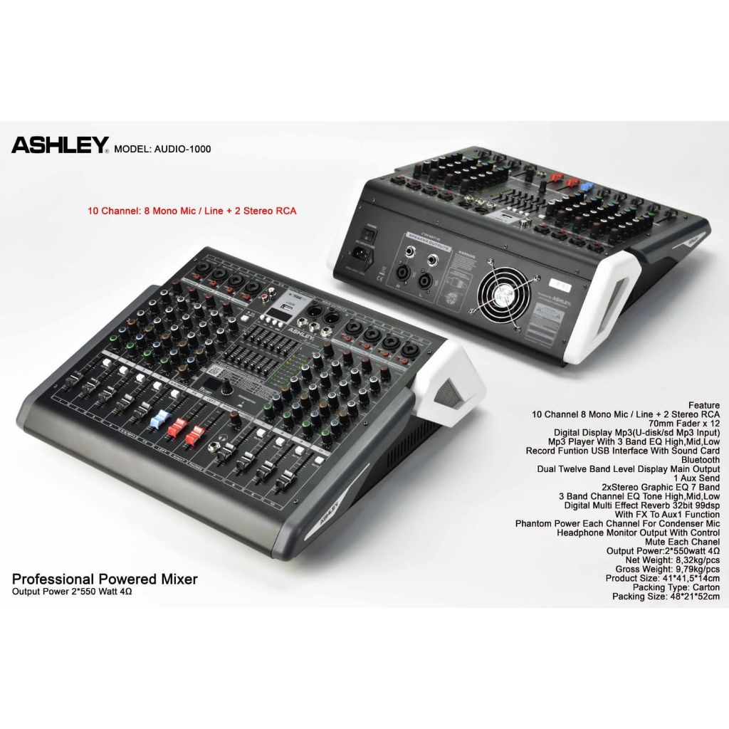AUDIO-1000 POWER MIXER 10 CHANNEL ASHLEY ORIGINAL / POWER MIXER 10 CHANNEL / AUDIO1000 ASHLEY / AUDI