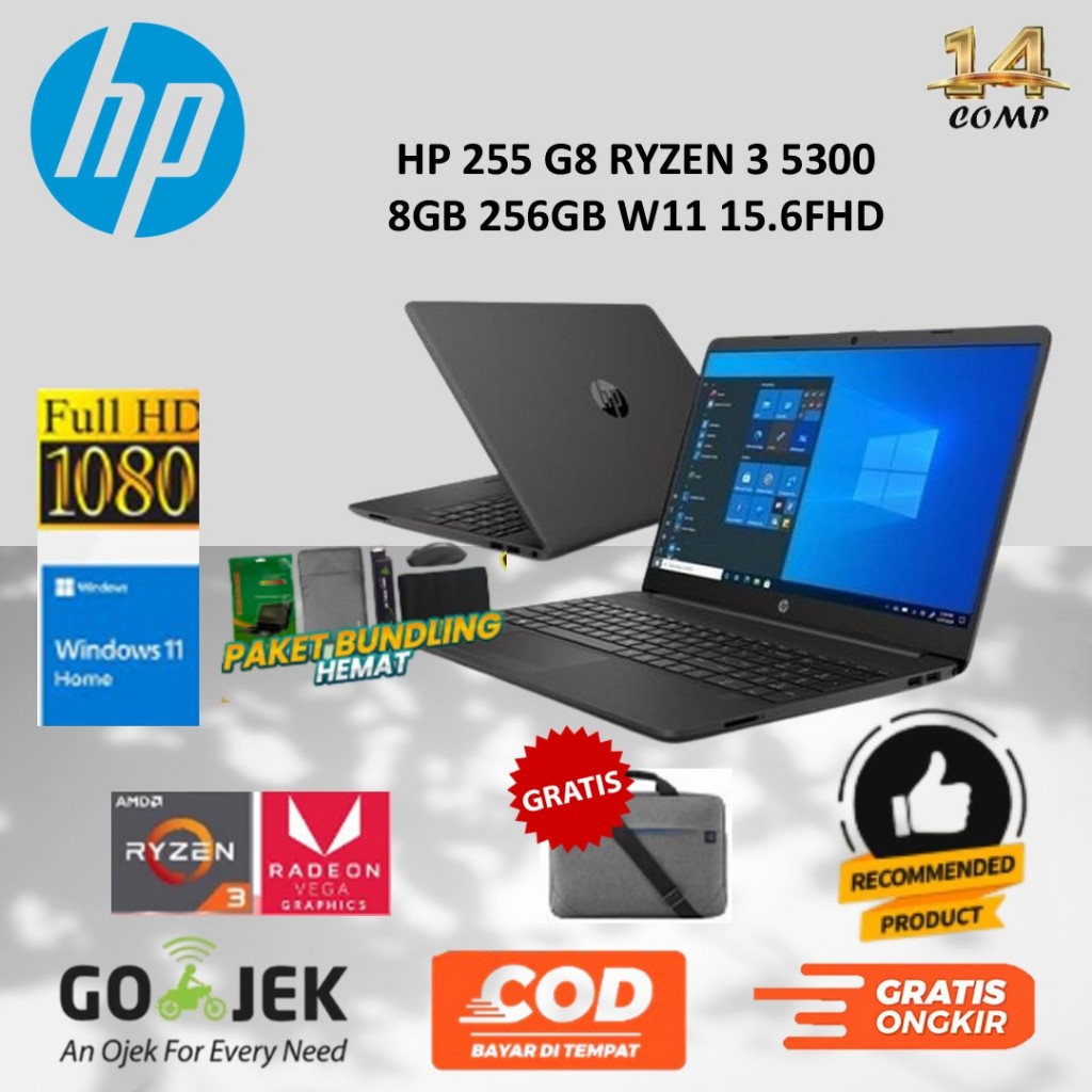 HP 255 G8 RYZEN 3 5300 8GB 256GB W11 15.6FHD