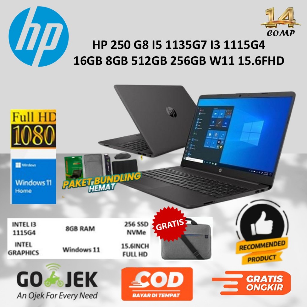 HP 250 G8 I5 1135G7 I3 1115G4 16GB 8GB 512GB 256GB W11 15.6FHD