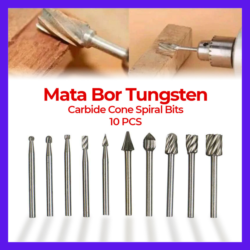 Mata Bor Tungsten Carbide Cone Spiral Bits 10 PCS Mata Bor Tungsten Carbide Cone Spiral Bits