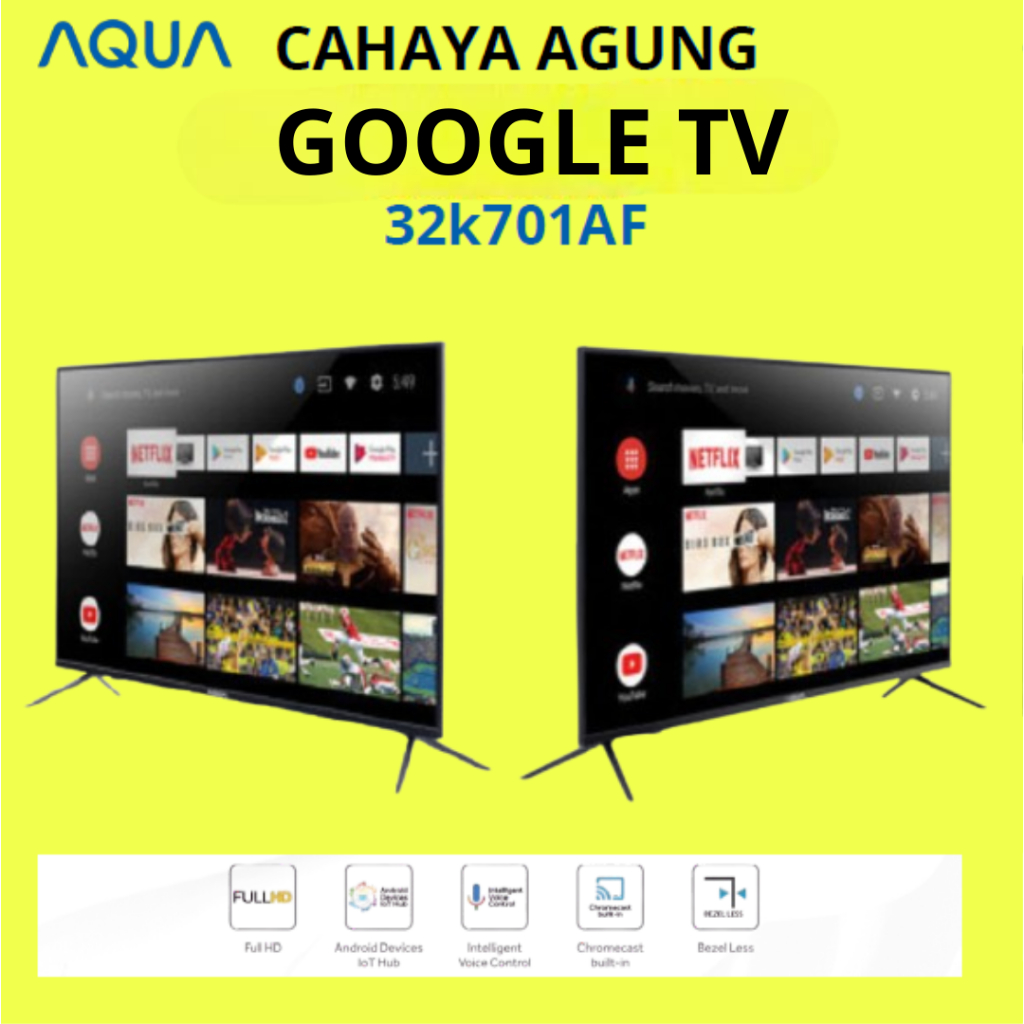 LED TV 32 INCH AQUA 32K701AF 32 K 701 AF GOOGLE TV GARANSI RESMI