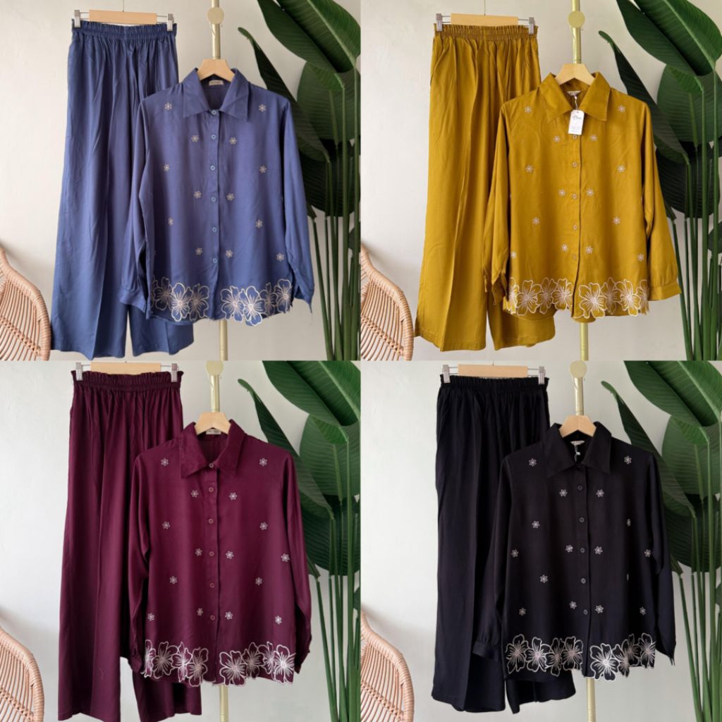 ONESET ELFASA/ONESET RAYON TWILL/ONESET POLOS BORDIR BUNGA/SETELAN RAYON POLOS/SET KULOT RAYON BORDI