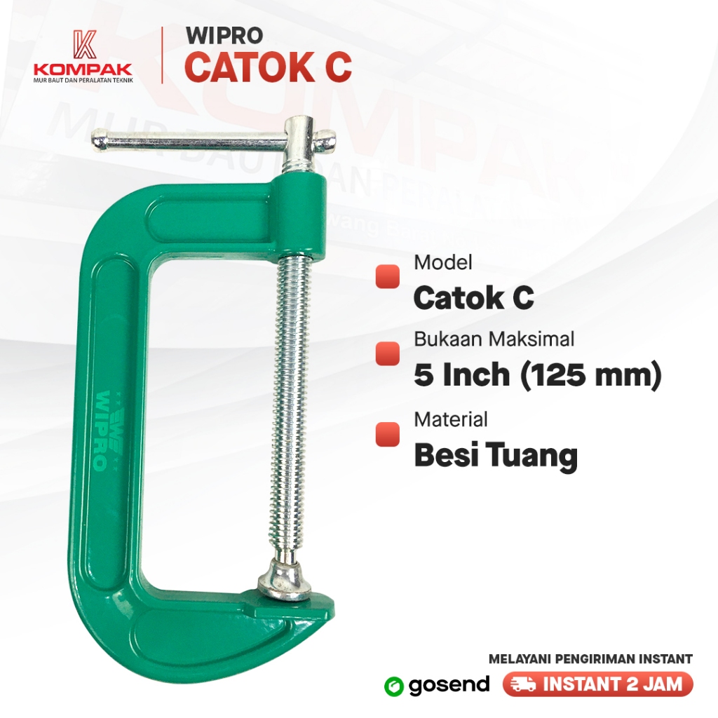Catok Klem Kayu Clamp C 5" inch Alat Penjepit Wipro