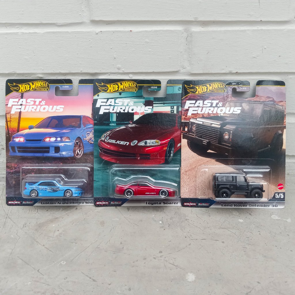 Paket 3in1 Diecast Hot Wheels Premium Fast and Furious Series Custom Acura Integra Sedan GSR Toyota 