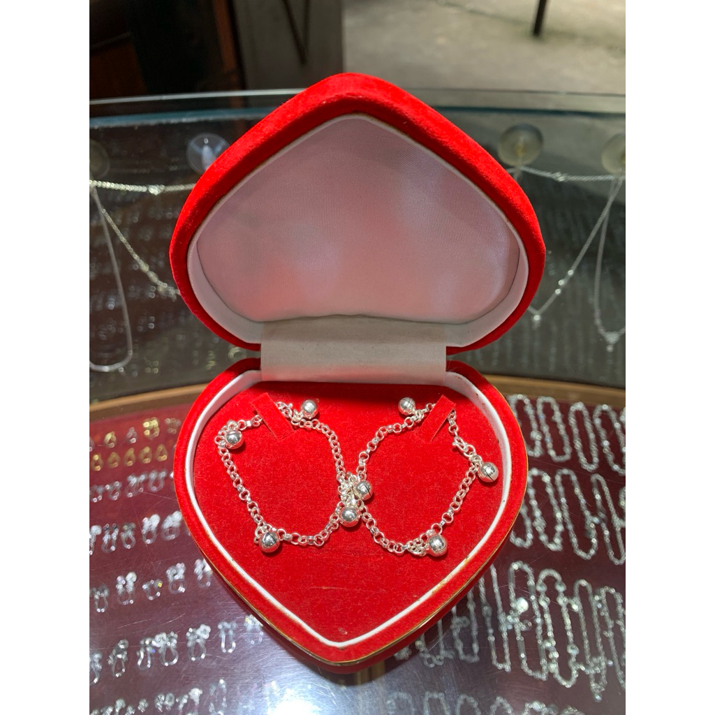 Gelang Kaki Perak Sepasang Model Kerincing (lonceng) Bayi