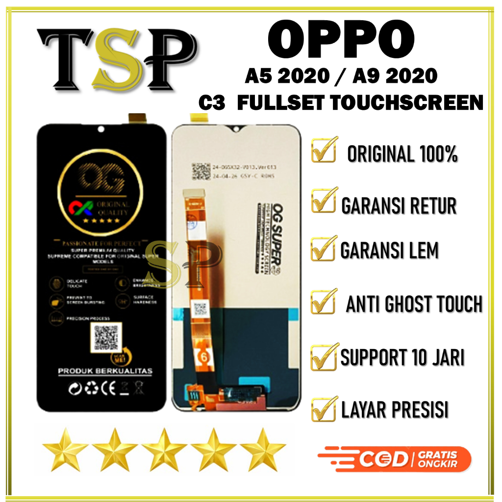 LCD OPPO   LCD FULL A5 2020 / A9 2020 / C3  FULLSET TOUCHSCREEN ORIGINAL 100%