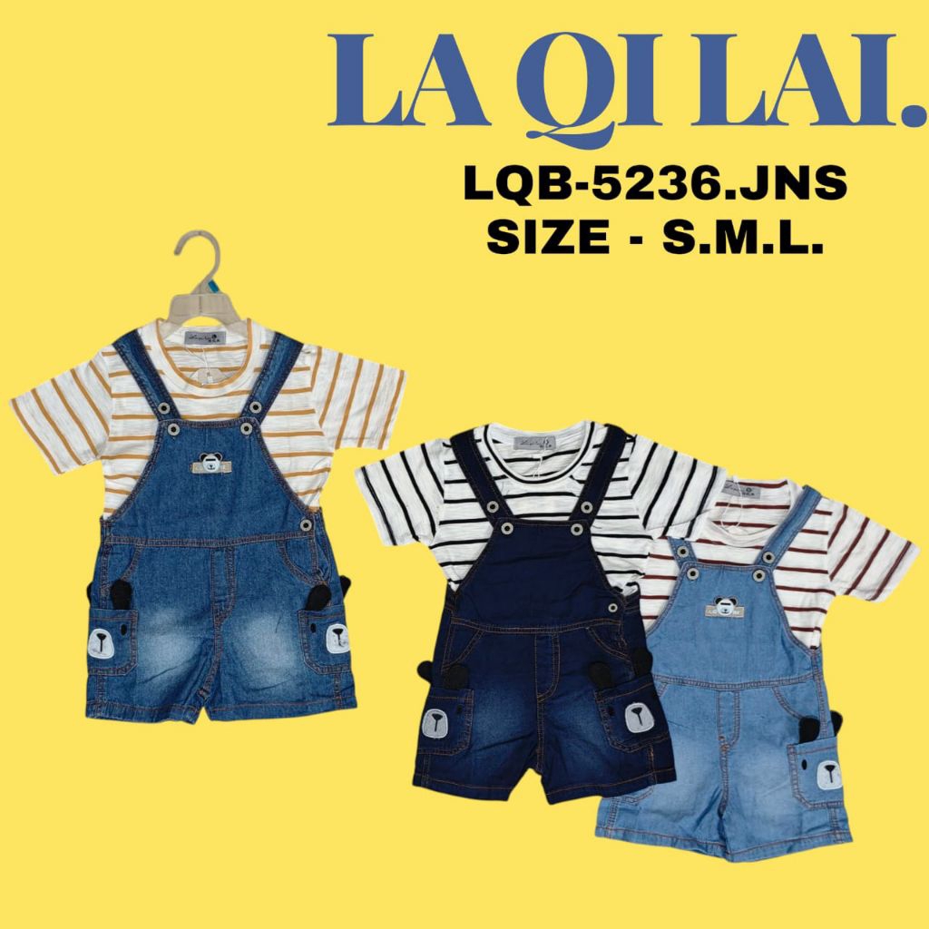 Baju Kodok Bayi Anak Perempuan Jumpsuit LQB-5236 Kaos Jeans 6M-12M
