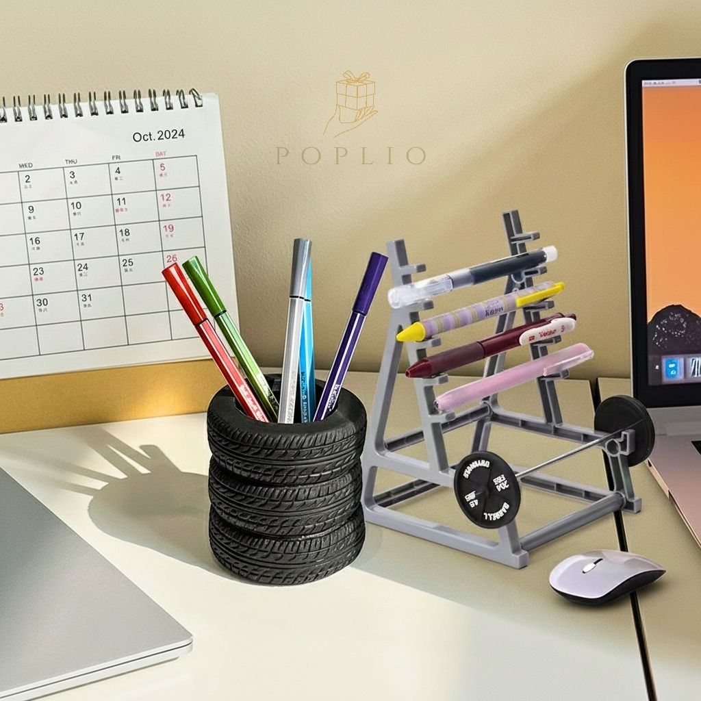 Tempat Pensil Pen Mini Barbell Dumbell Dekorasi Unik Meja Kantor Belajar Desk Organizer