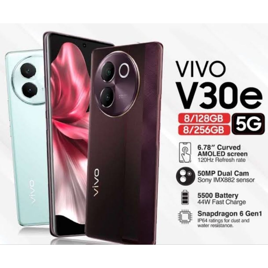 hp vivo v30e ram 8/128 second mulus lengkap fullset