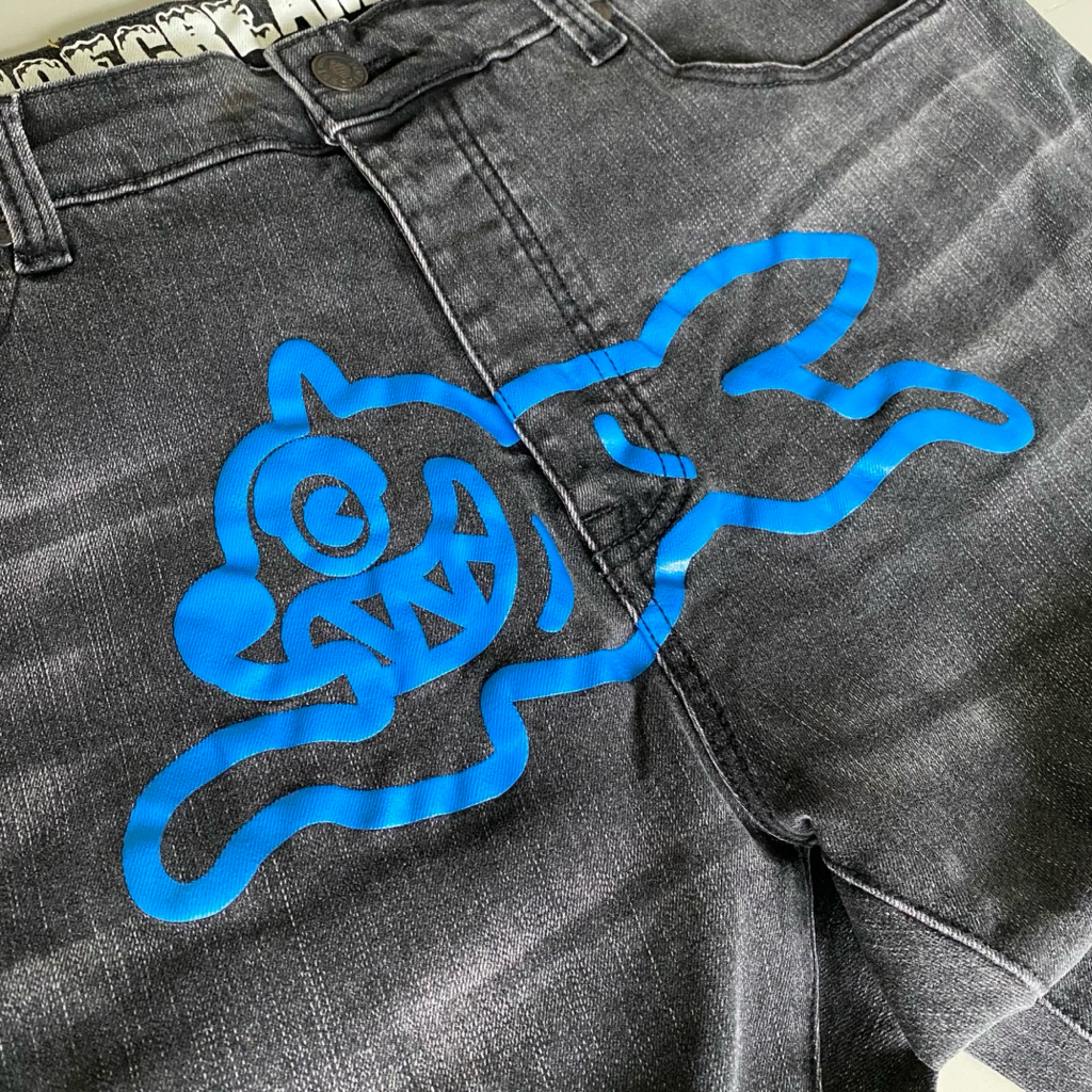 BBC ICECREAM Running Dog Jade Jeans Waffle Fit (Black wash/blue) Billionaire Boys Club Ripped Distre
