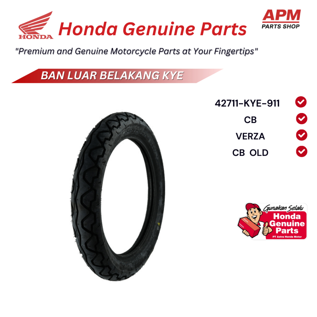 Ban Luar Belakang | 42711- KYE-911 | CB Verza, CB Old | Berkualitas Original Honda