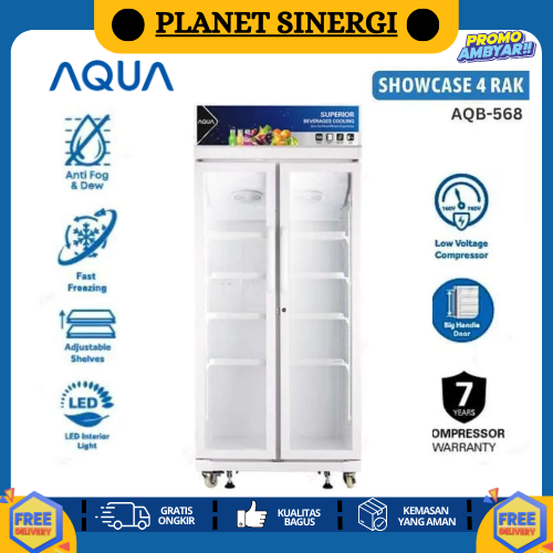 Showcase AQUA Display Cooler AQUA 4 Rak AQB-568 WHITE GARANSI RESMI