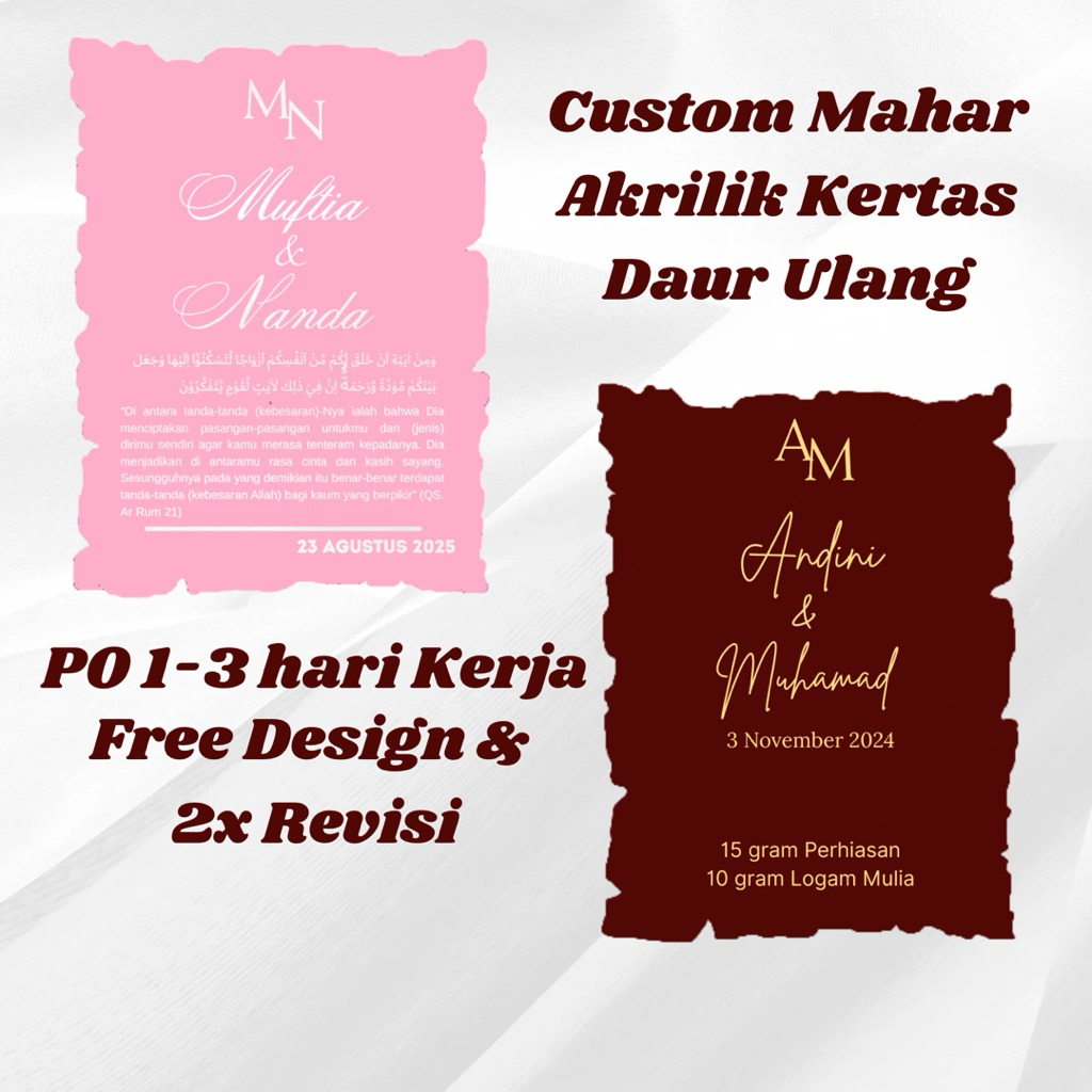 Custom Mahar Akrilik Kertas Daur Ulang / Background Mahar / PO Background Mahar Urgent