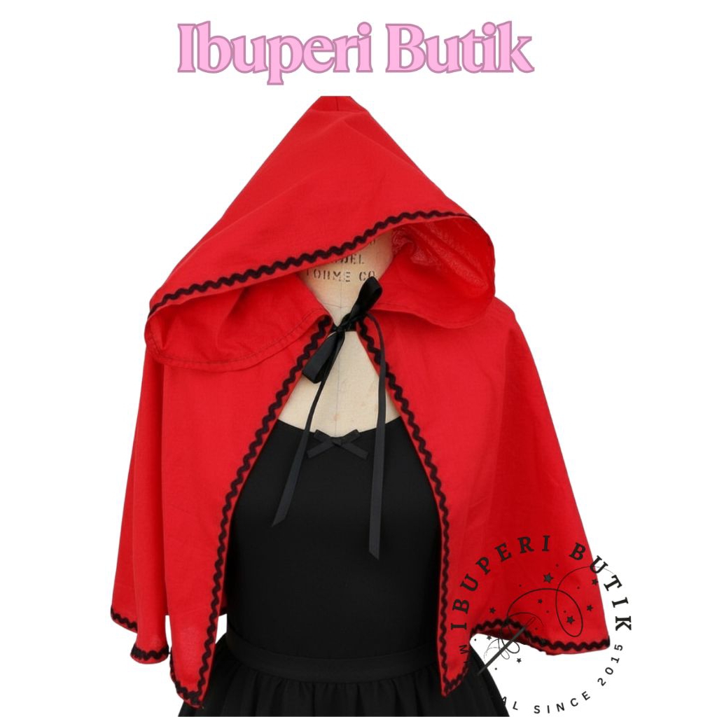 Cape Jubah Merah Hitam Halloween Red riding hood