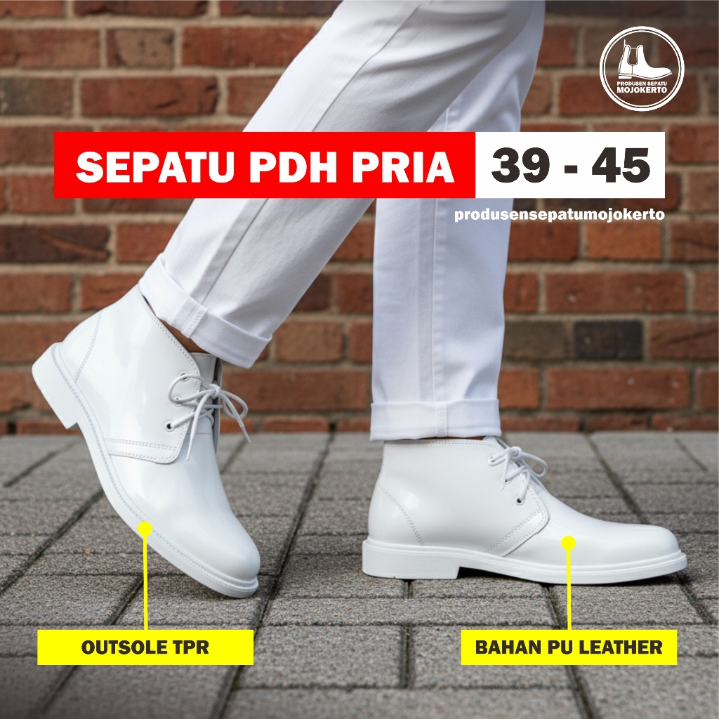 SEPATU PDH PDU PUTIH PRIA UPACARA PENGIBAR BENDERA PASKIBRA  PANTOFEL DOFF PELANTIKAN CAMAT LURAH