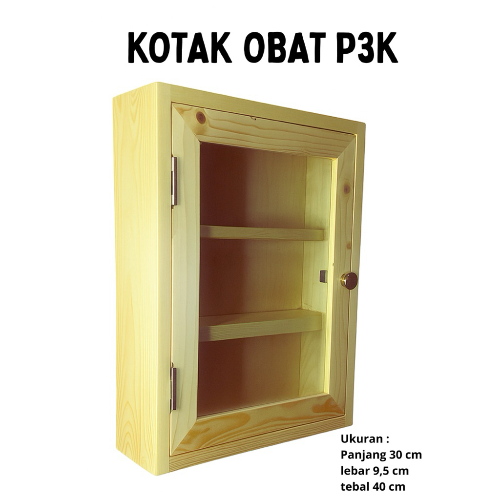 [Pre Order] Kotak Obat P3K Kayu Jati Belanda – Lemari Obat Dinding Minimalis