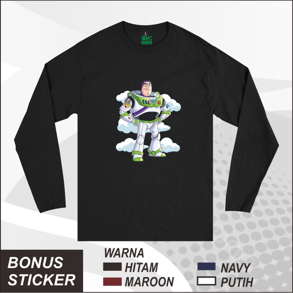 Kaos Buzz Lightyear Toy Story Animasi Kartun Lengan Panjang