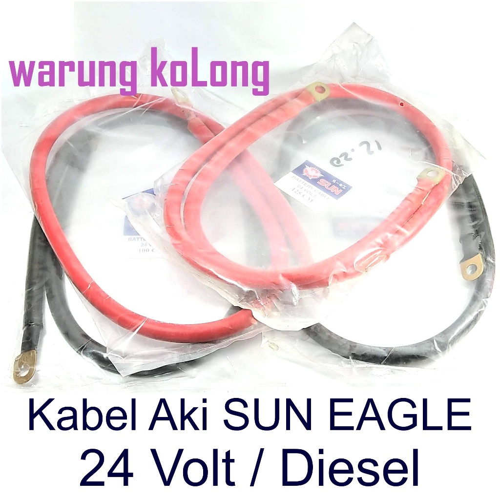 Kabel Aki 24 volt 50 75 100 125 150 175 cm Hitam Merah Accu mobil Diesel 24v 24volt