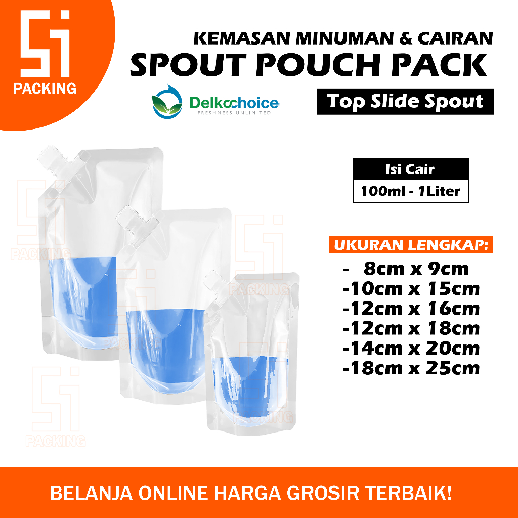 Standing Pouch Spout Pack Plastik Kemasan Minuman Cair Cairan Bening Transparan 100ml 150ml 250ml 30