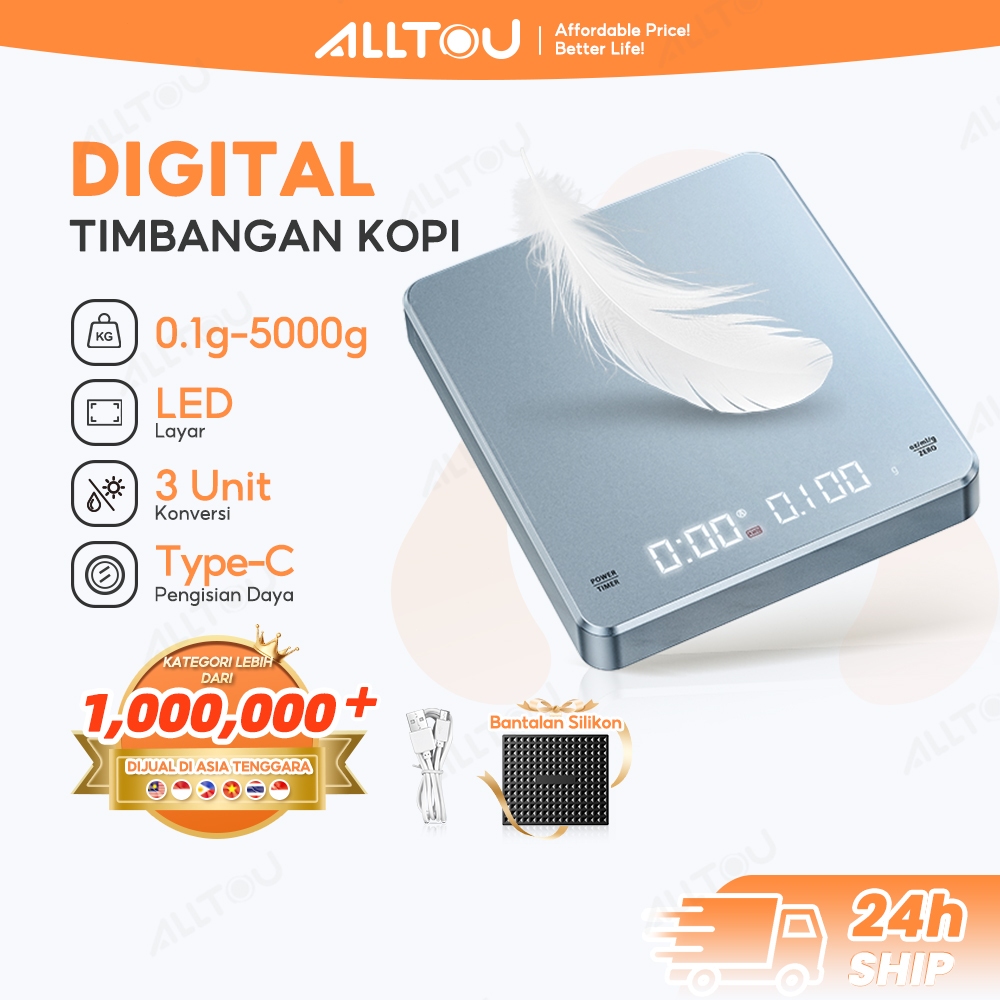 ALLTOU Timbangan Dapur Digital 3KG / 0.1GR Kitchen Scale Timbangan Kopi Digital Coffee Scale Biru Ba