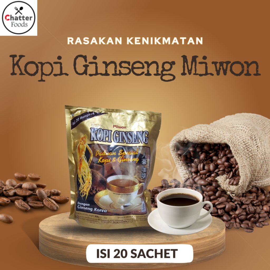 Kopi Ginseng Miwon / Kopi Asli Korea / Kopi Ginseng Miwon Isi 20 Sachet