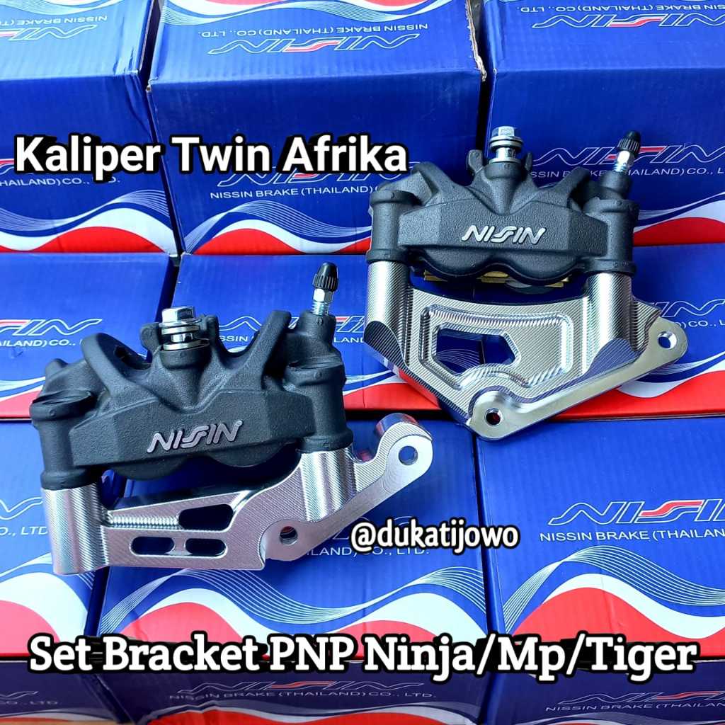 KALIPER TWIN AFRICA 4 PISTON KALIPER NISSIN 4P TWIN AFRICAN SET BREKET CNC PNP NINJA R RR MEGAPRO TI